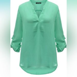 ZANZEA Women's Chiffon Solid V Neck Cuffed Sleeve T Shirt Blouse Top